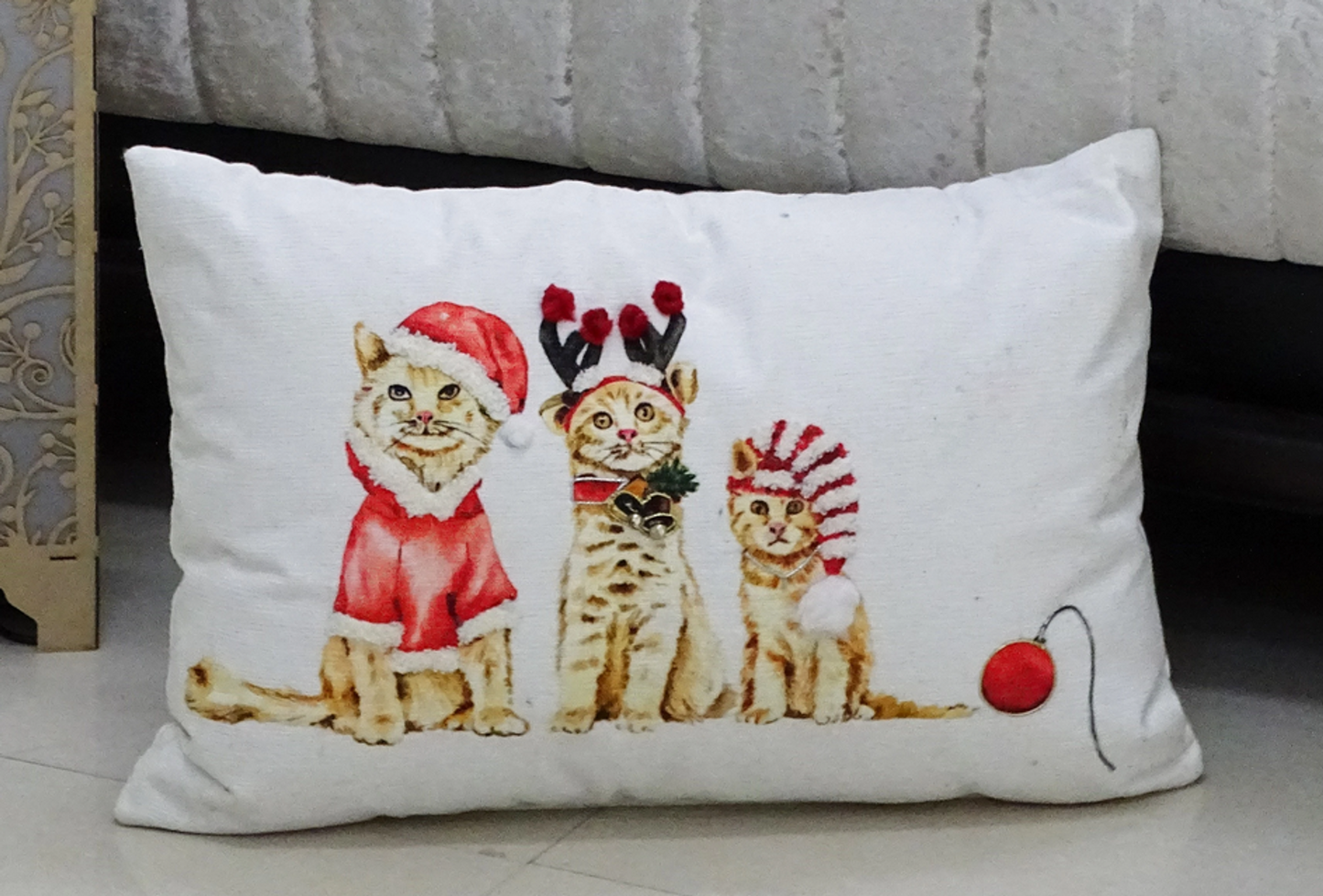 Chicos Home Christmas Throw Pillow, Cat Sisters, 14x20