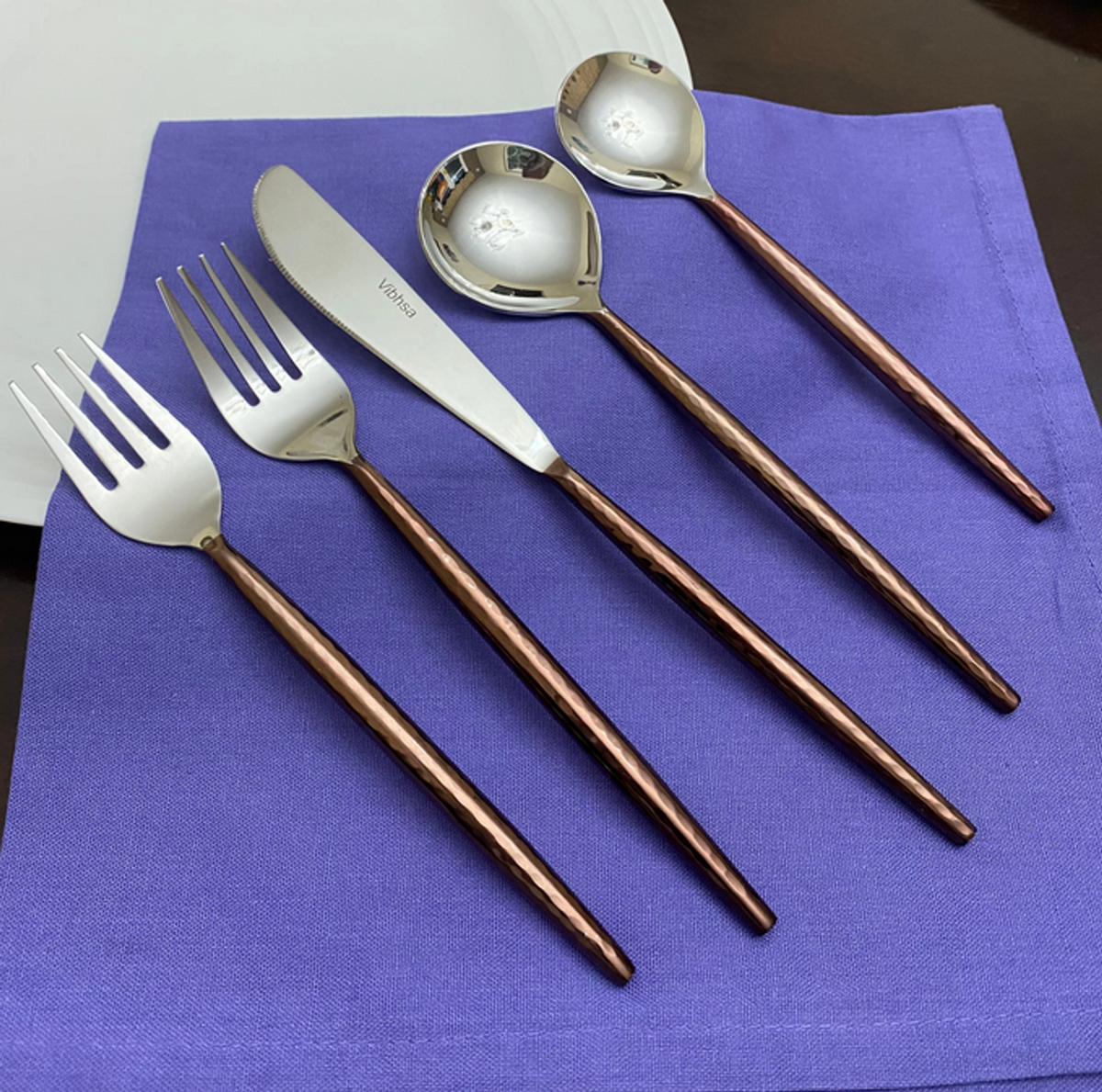 Hammered Stainless Steel Flatware Set, 20-Piece, Service for 4