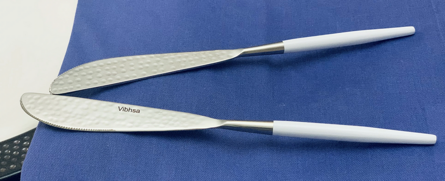 Vibhsa Stainless Steel Dinner Knives, Set of 6, Hammered Mouth
