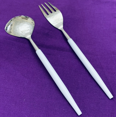 Vibhsa Salad Fork and Soup Spoon Set, 12 Pieces, Hammered