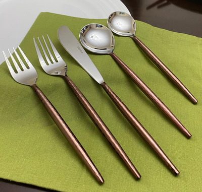 Vibhsa Hammered Stainless Steel Flatware 5-Piece Set