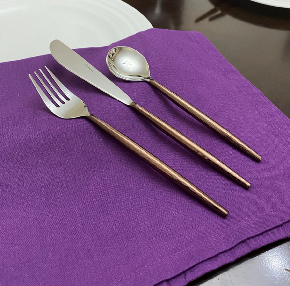 Vibhsa Hammered Stainless Steel Flatware Set, 36 Pieces