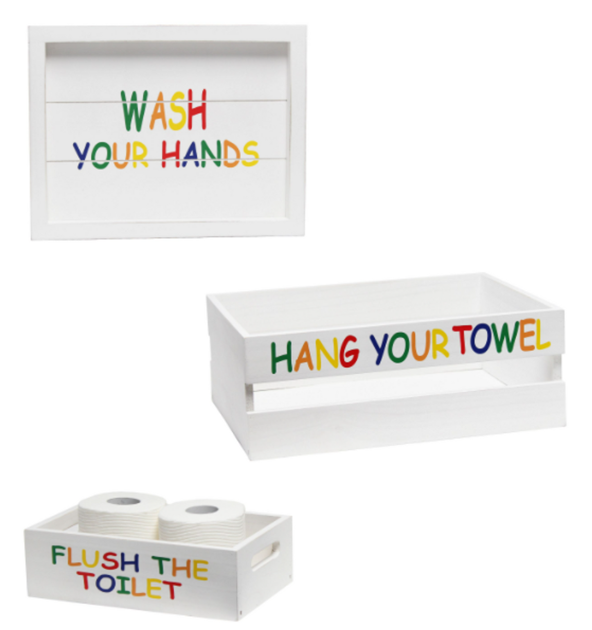 Elegant Designs 3-Piece Decorative Wood Bathroom Set, Large