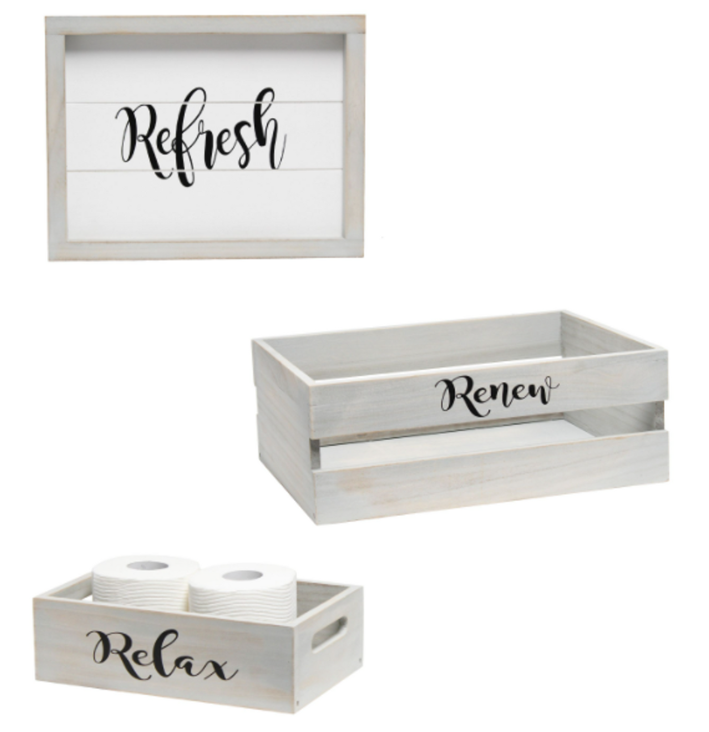 Elegant Designs 3-Piece Decorative Wood Bathroom Set, Large