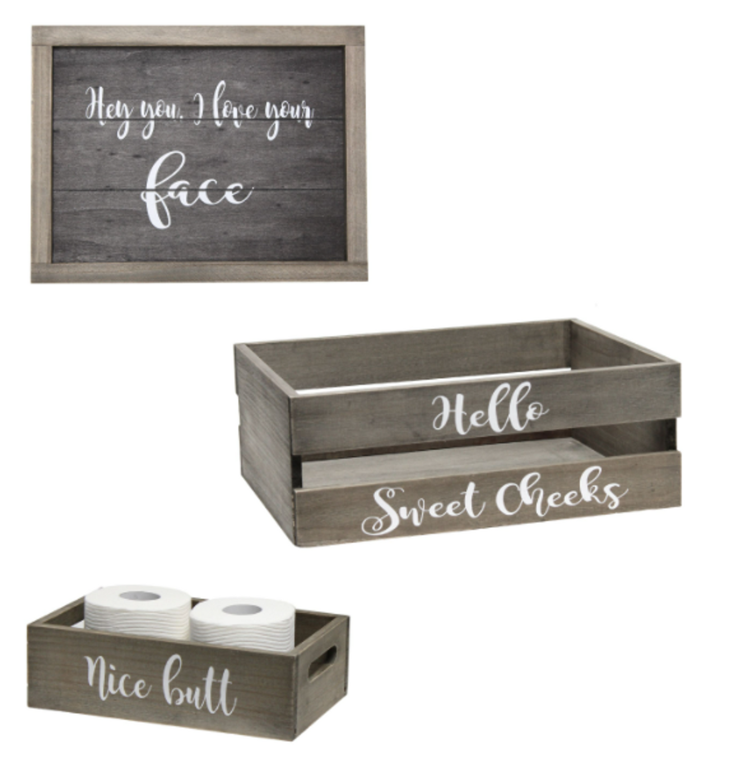 Elegant Designs 3-Piece Decorative Wood Bathroom Set, Large