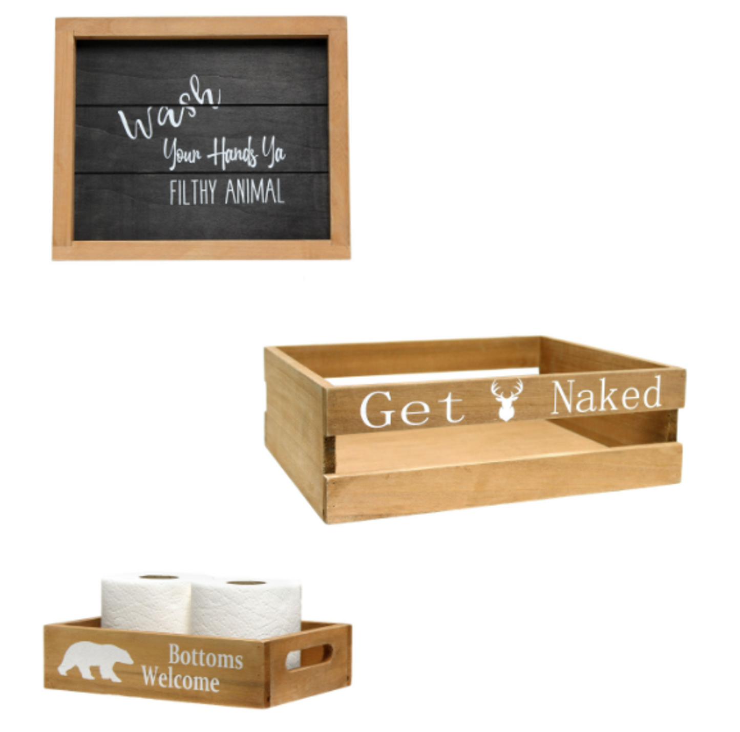 Elegant Designs 3-Piece Decorative Wood Bathroom Set