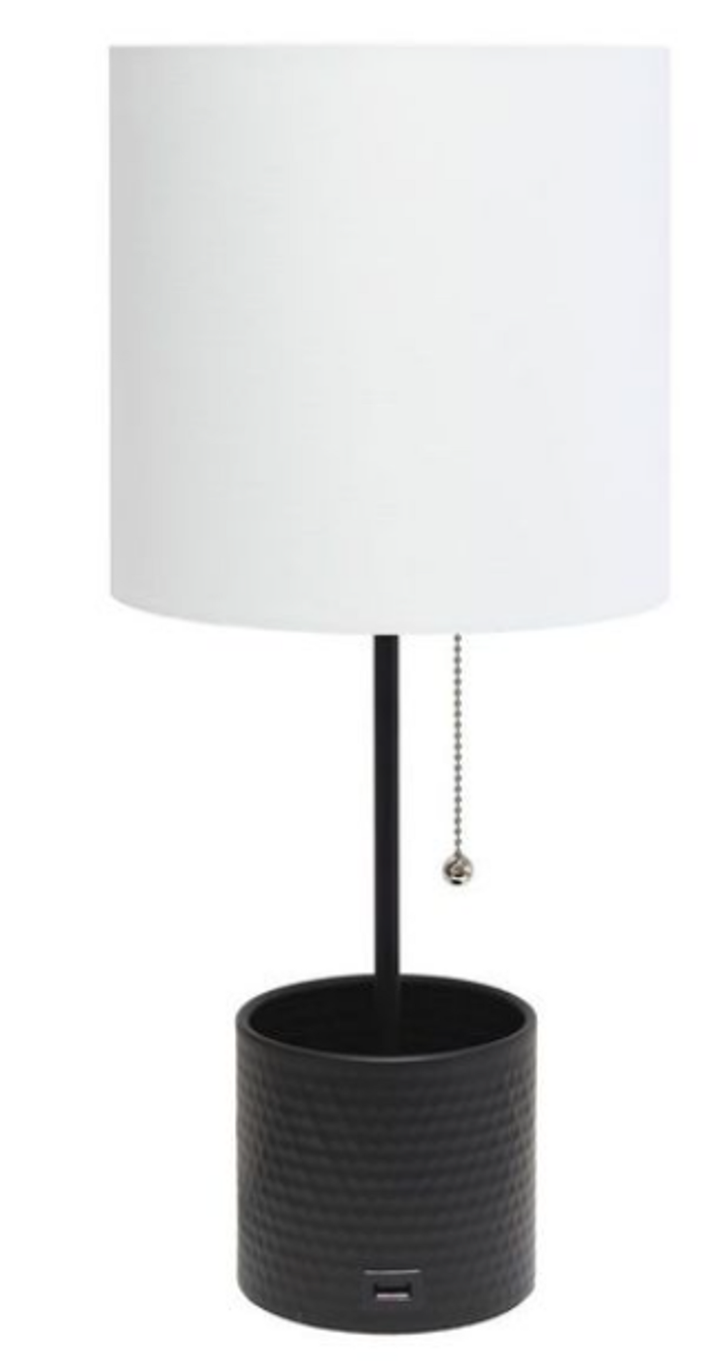 Simple Designs Hammered Metal Organizer Table Lamp with USB Port