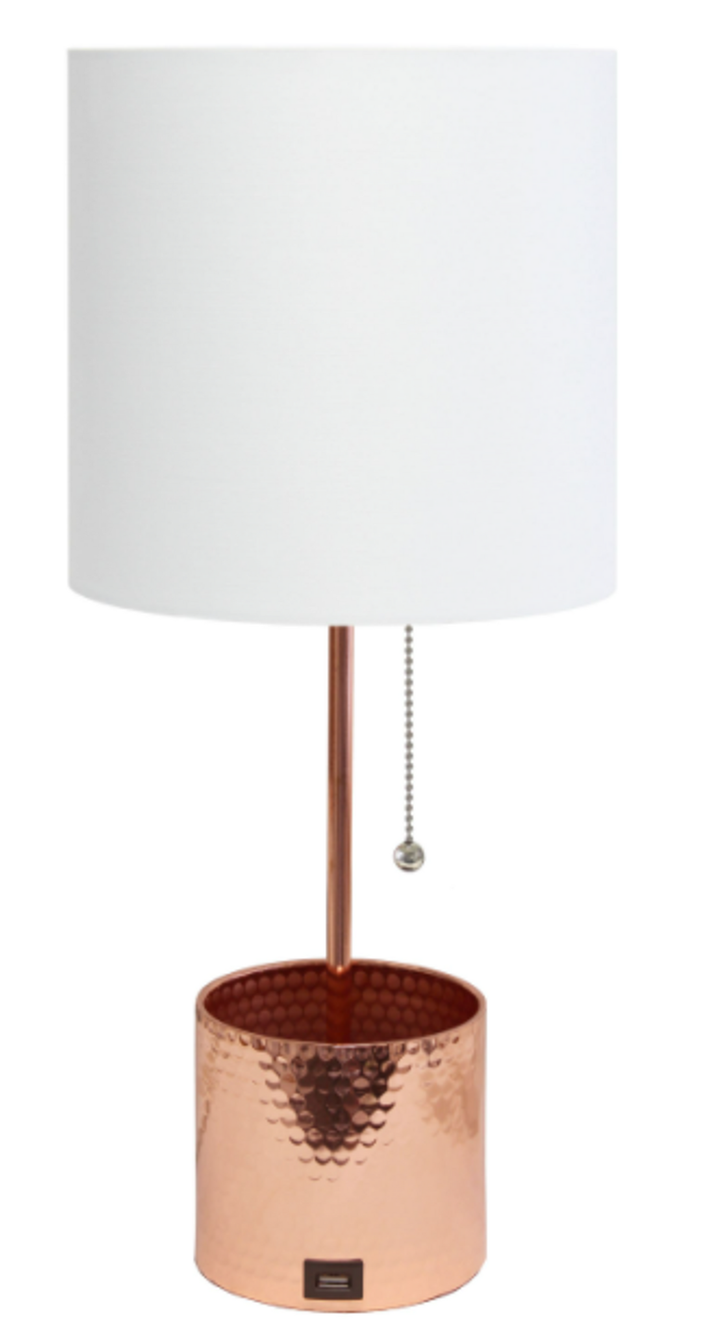 Simple Designs Hammered Metal Organizer Table Lamp with USB Port