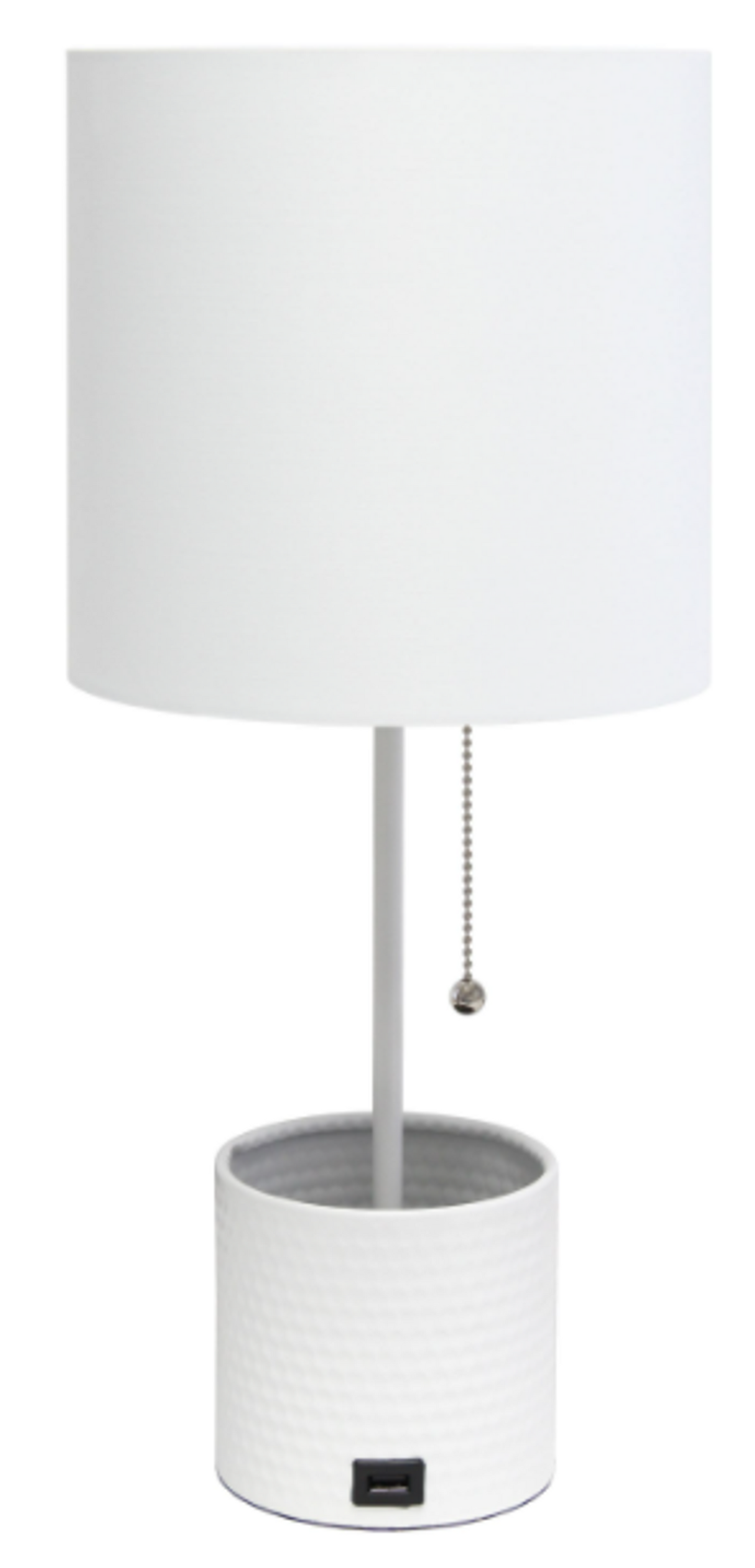 Simple Designs Hammered Metal Organizer Table Lamp with USB Port
