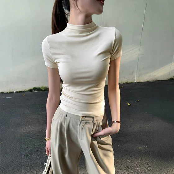 Button-down fitted pure cotton women's T-shirt