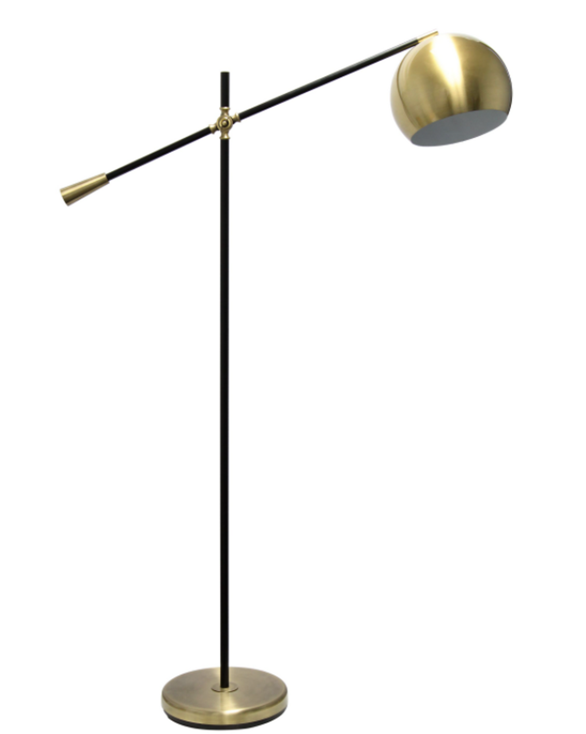 Lalia Home Matte Swivel Floor Lamp with Inner White Dome Shade - Antique Brass/ Matte Black