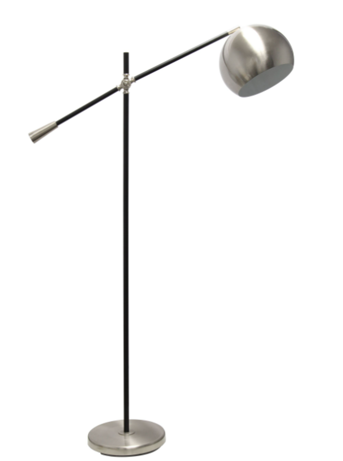 Lalia Home Matte Swivel Floor Lamp with Inner White Dome Shade - Brushed Nickel/ Matte Black