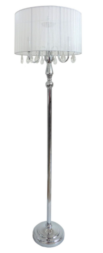 Elegant Designs Sheer Shade Floor Lamp with Hanging Crystals