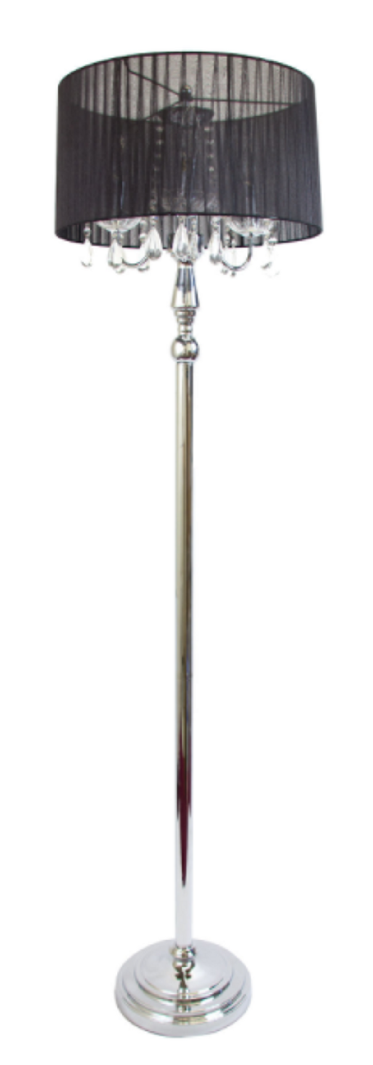 Elegant Designs Sheer Shade Floor Lamp with Hanging Crystals