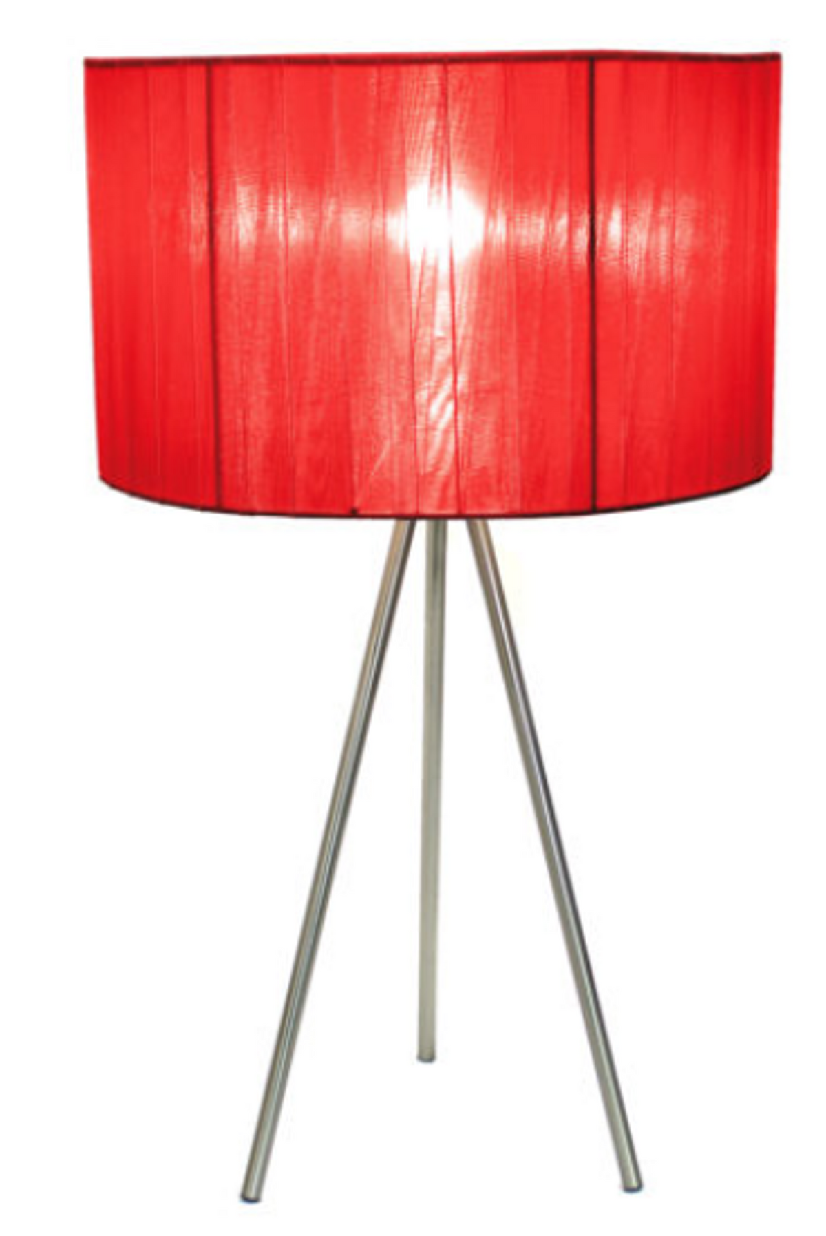 Simple Designs Brushed Nickel Tripod Table Lamp with Silk Sheer Shade - Brushed Nickel/Red