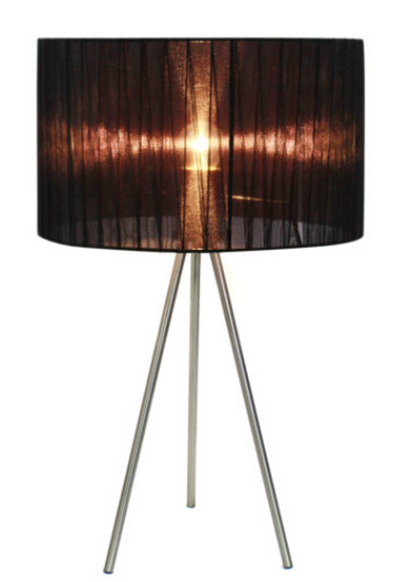 Simple Designs Brushed Nickel Tripod Table Lamp with Silk Sheer Shade - Brushed Nickel/Black