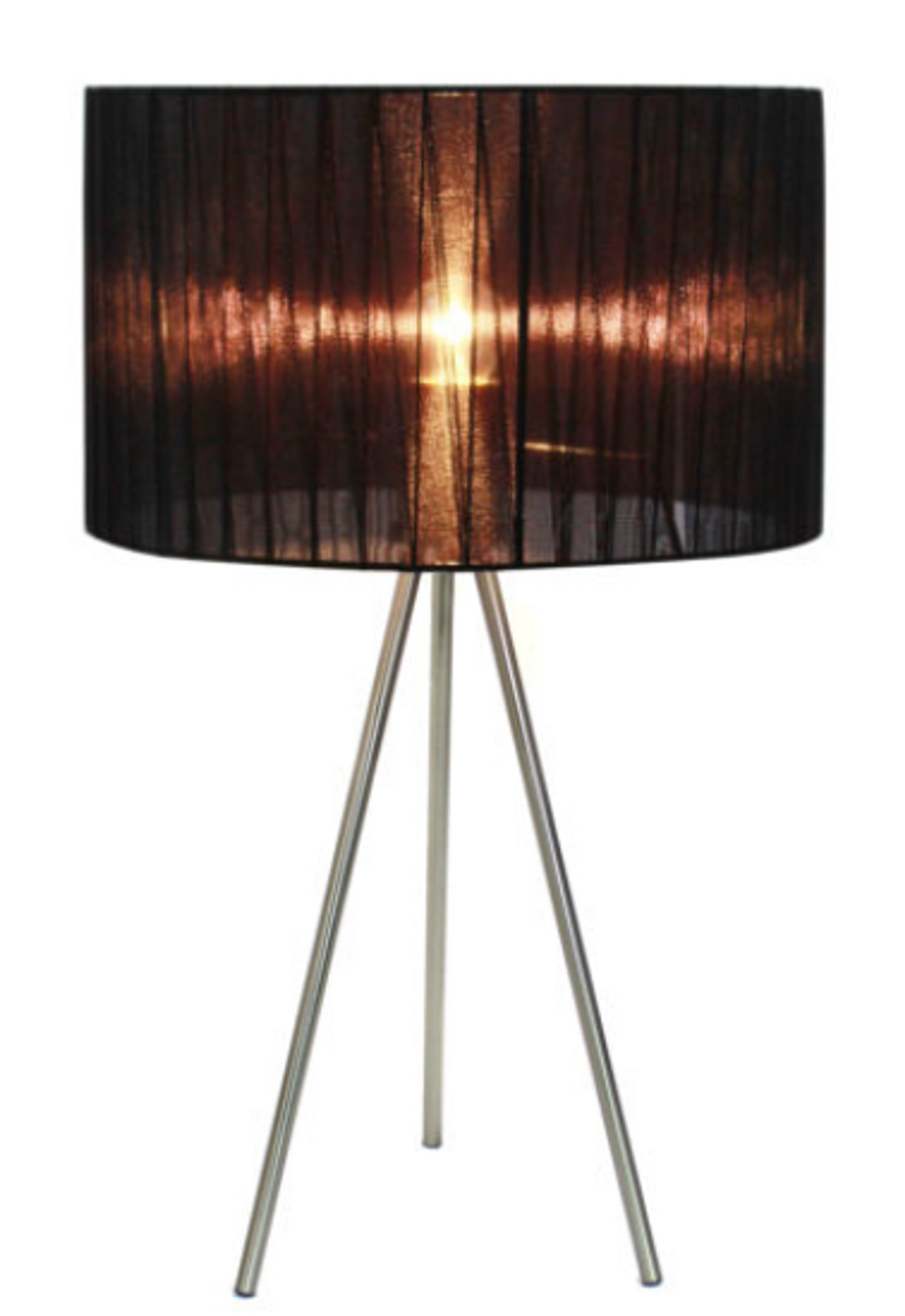 Simple Designs Brushed Nickel Tripod Table Lamp with Silk Sheer Shade - Brushed Nickel/Black