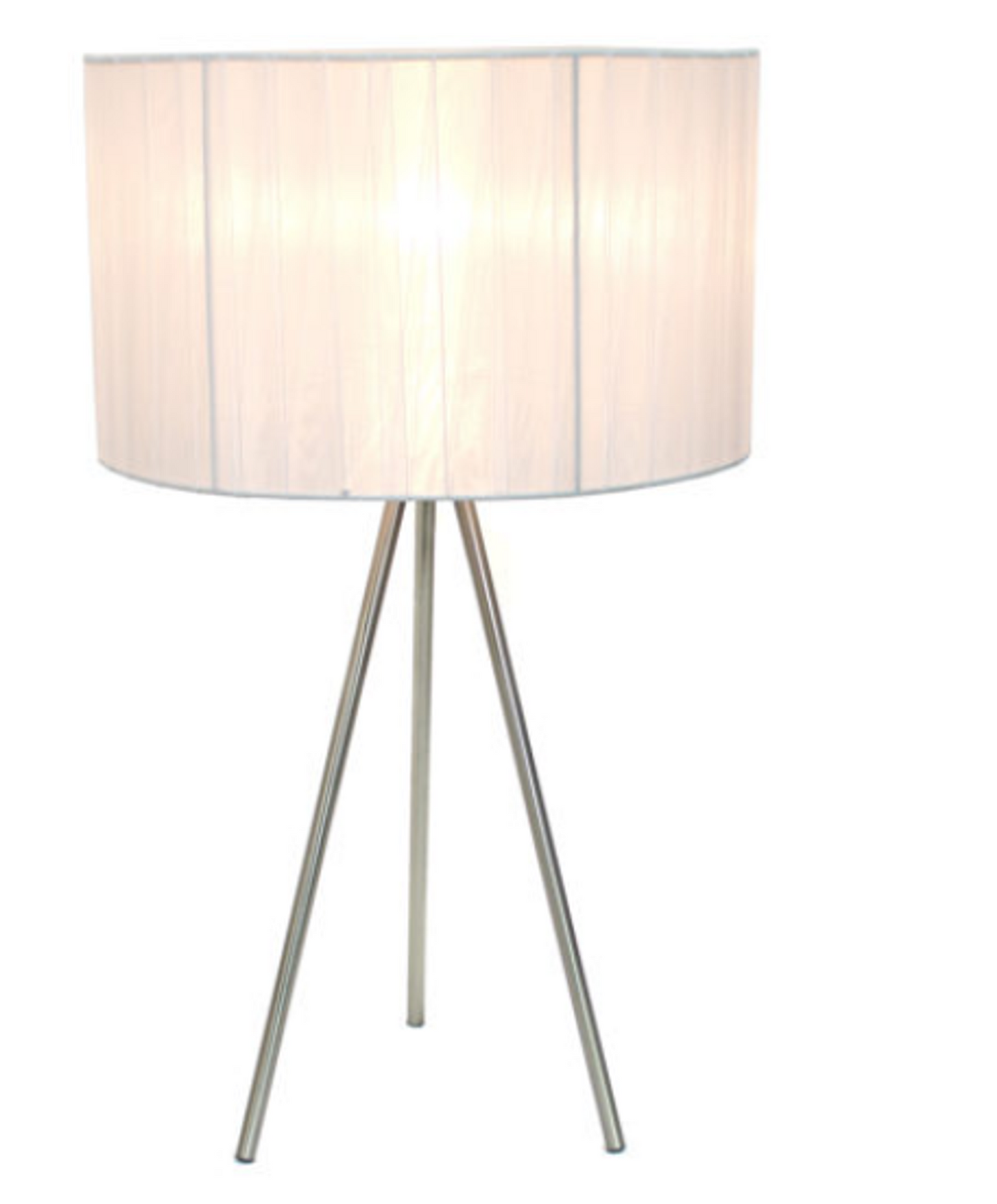 Simple Designs Brushed Nickel Tripod Table Lamp with Silk Sheer Shade - Brushed Nickel/White