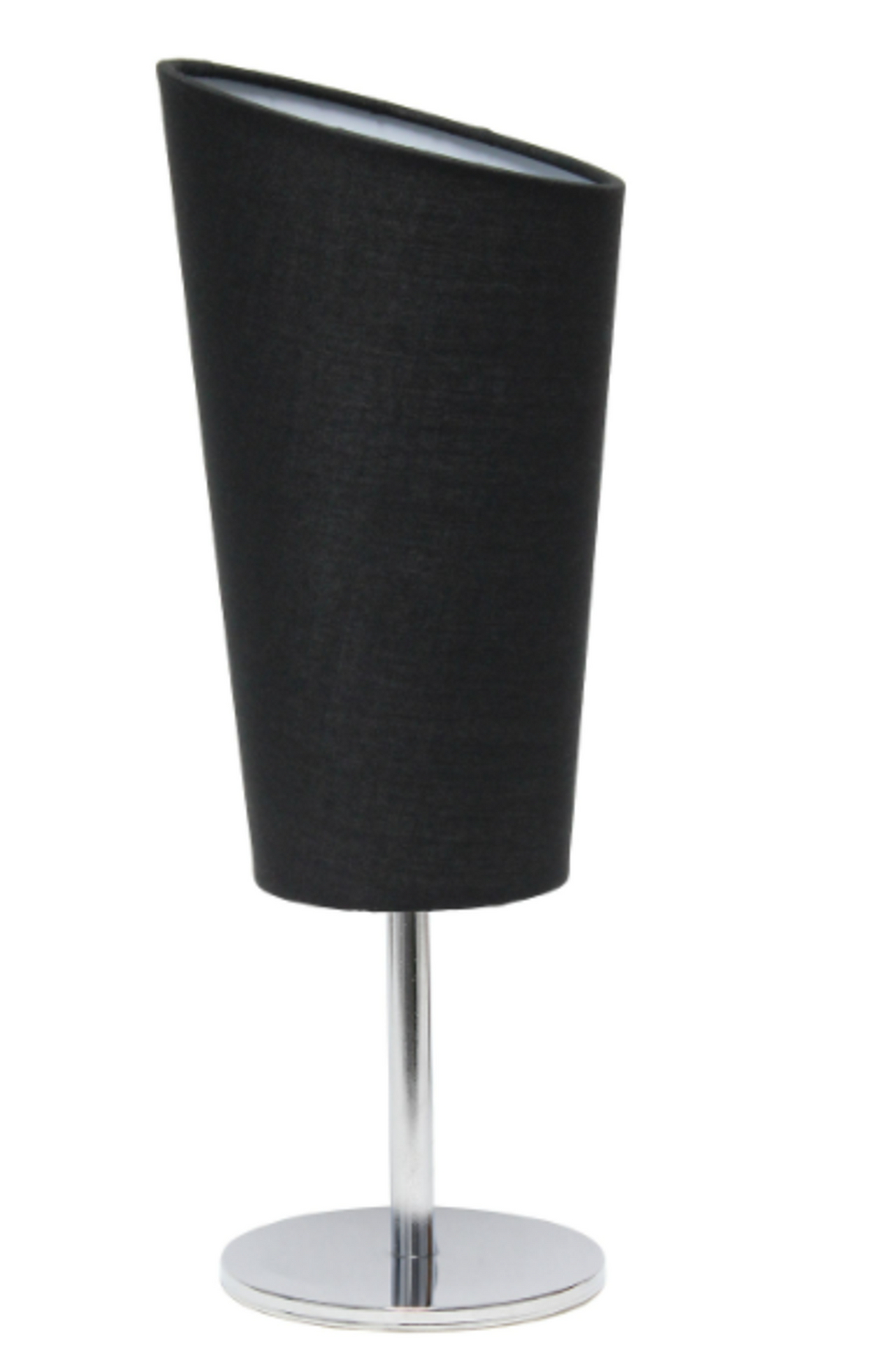 Simple Designs Mini Chrome Table Lamp with Angled Fabric Shade