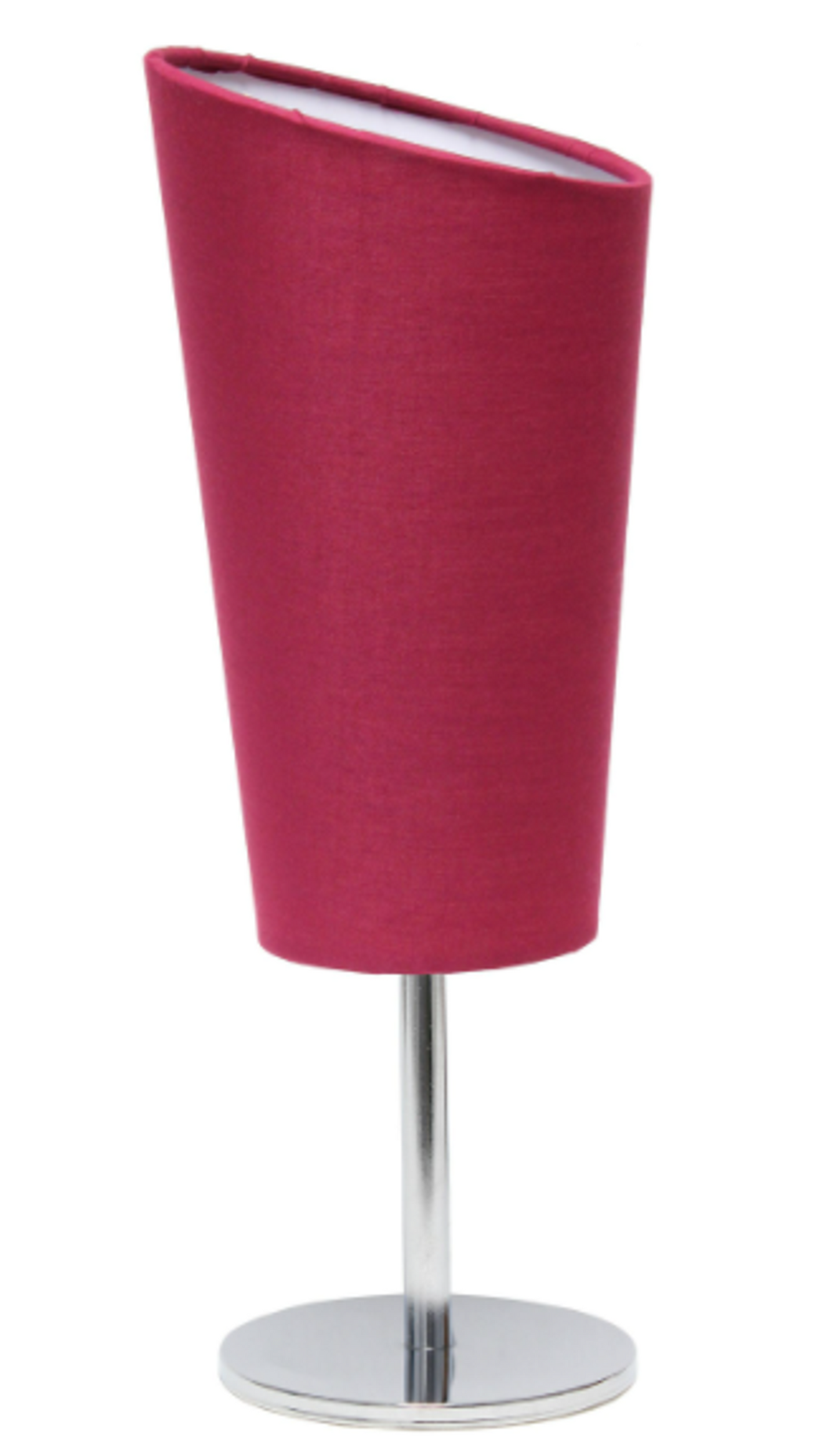 Simple Designs Mini Chrome Table Lamp with Angled Fabric Shade