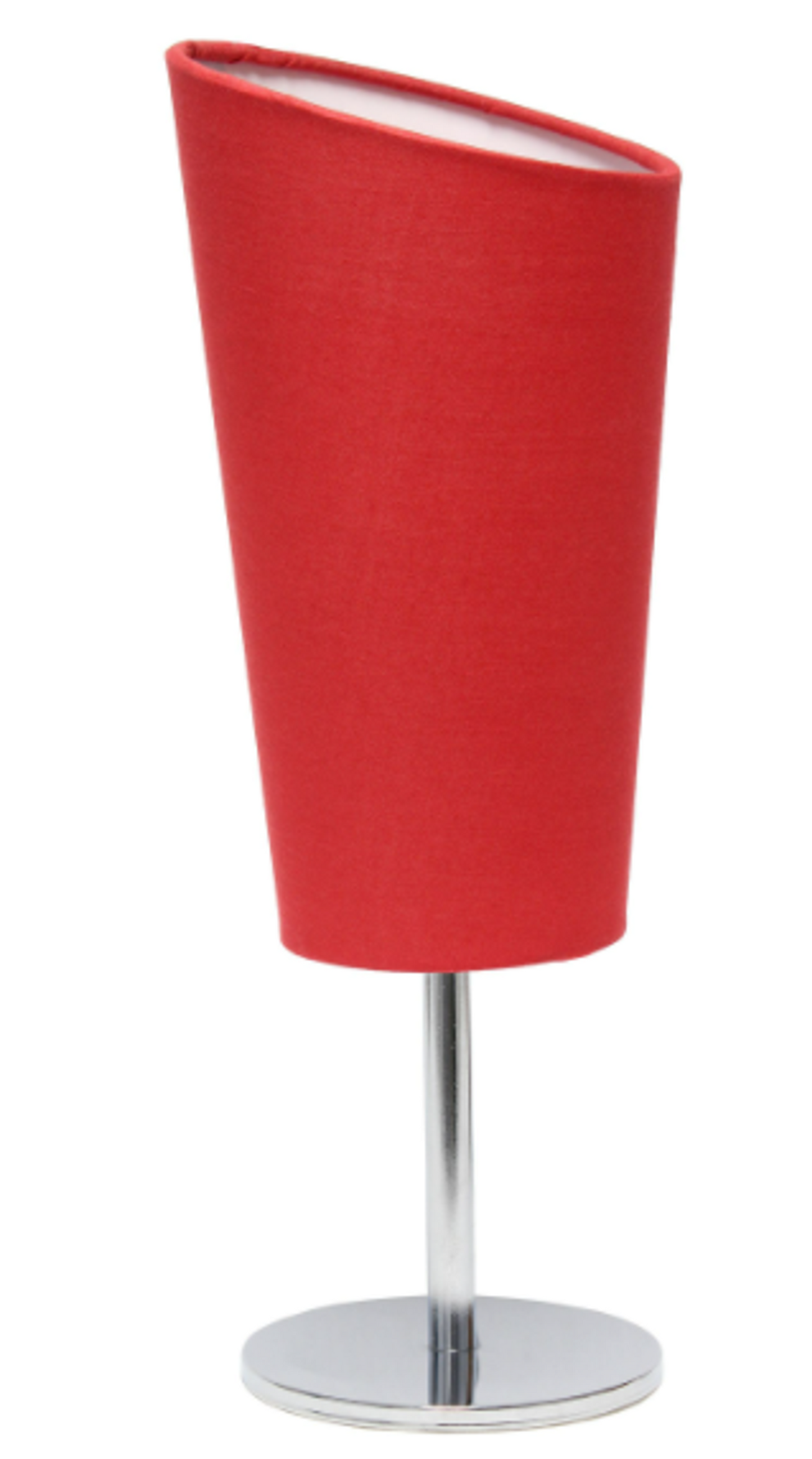 Simple Designs Mini Chrome Table Lamp with Angled Fabric Shade