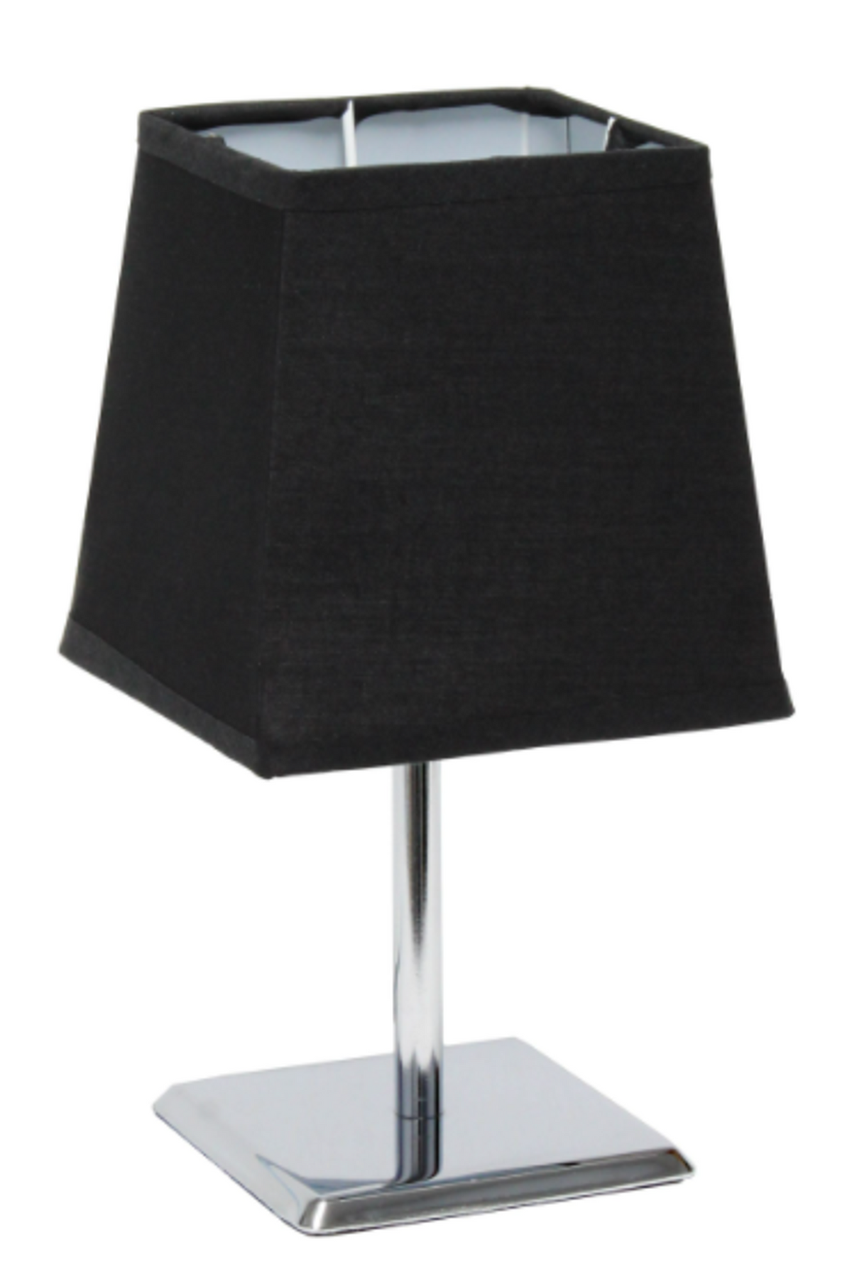 Simple Designs Mini Chrome Table Lamp with Squared Empire Fabric Shade - Black