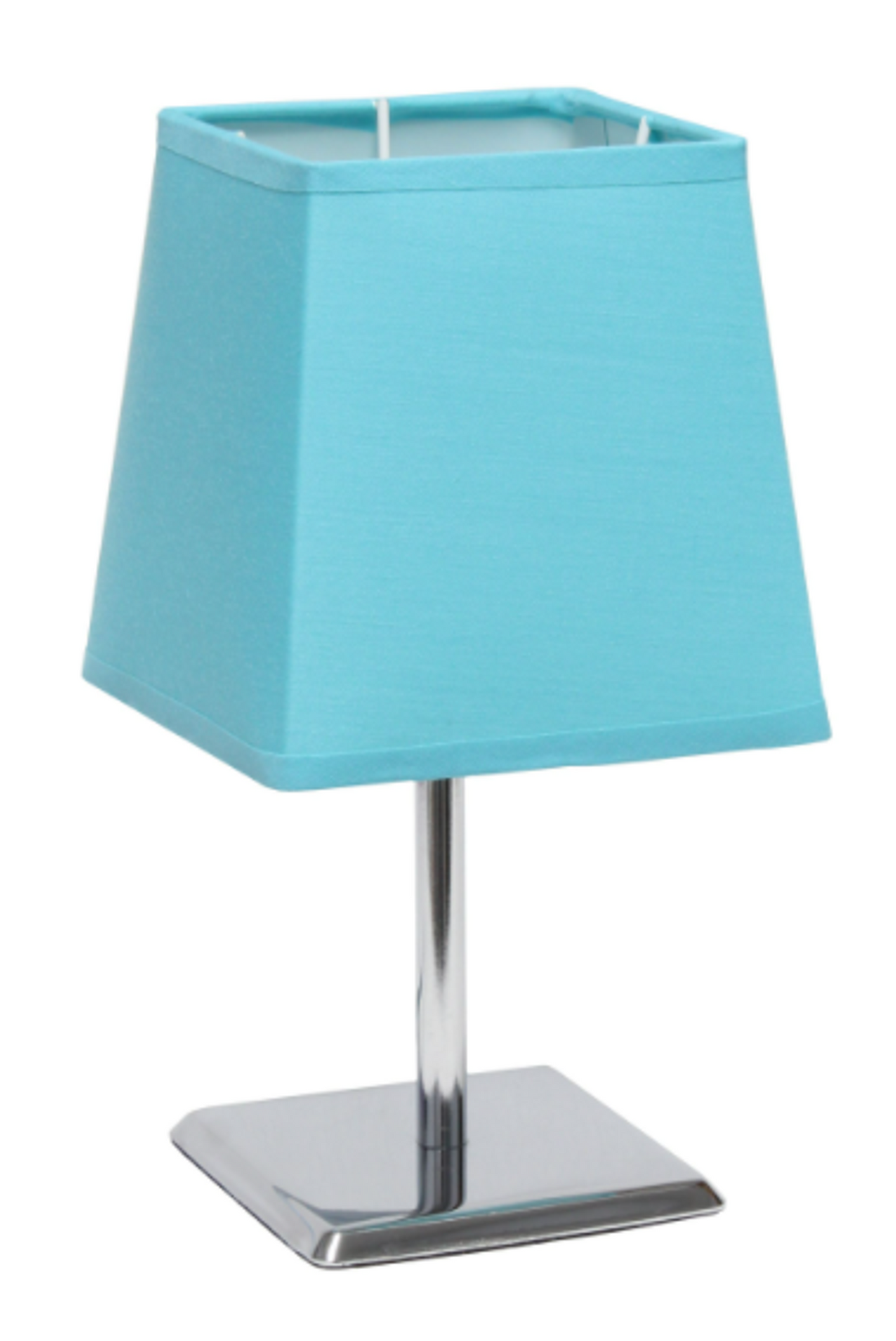 Simple Designs Mini Chrome Table Lamp with Squared Empire Fabric Shade - Blue