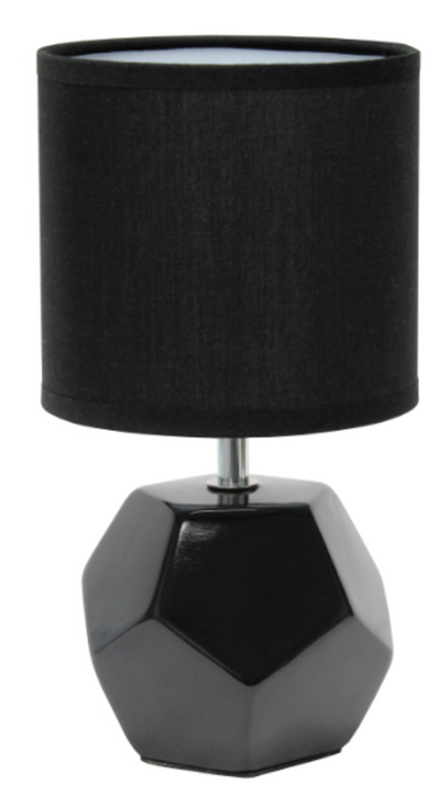 Simple Designs Round Prism Mini Table Lamp with Fabric Shade