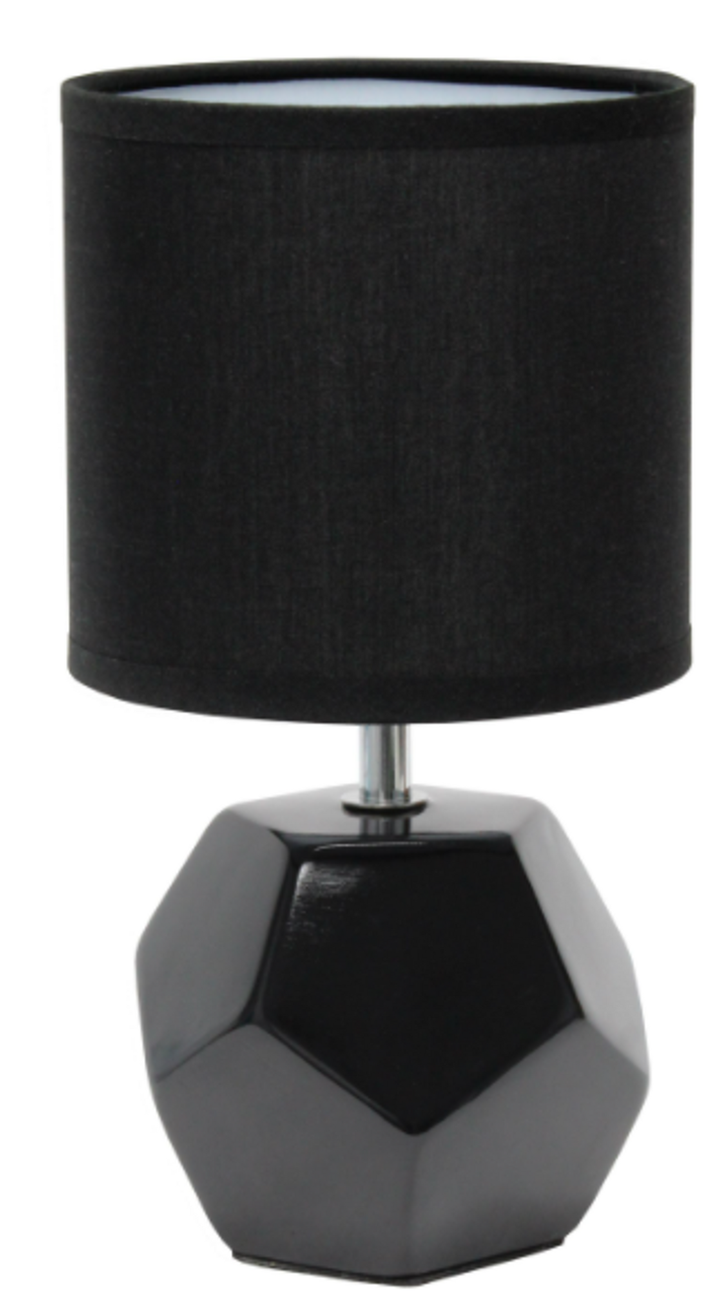 Simple Designs Round Prism Mini Table Lamp with Fabric Shade