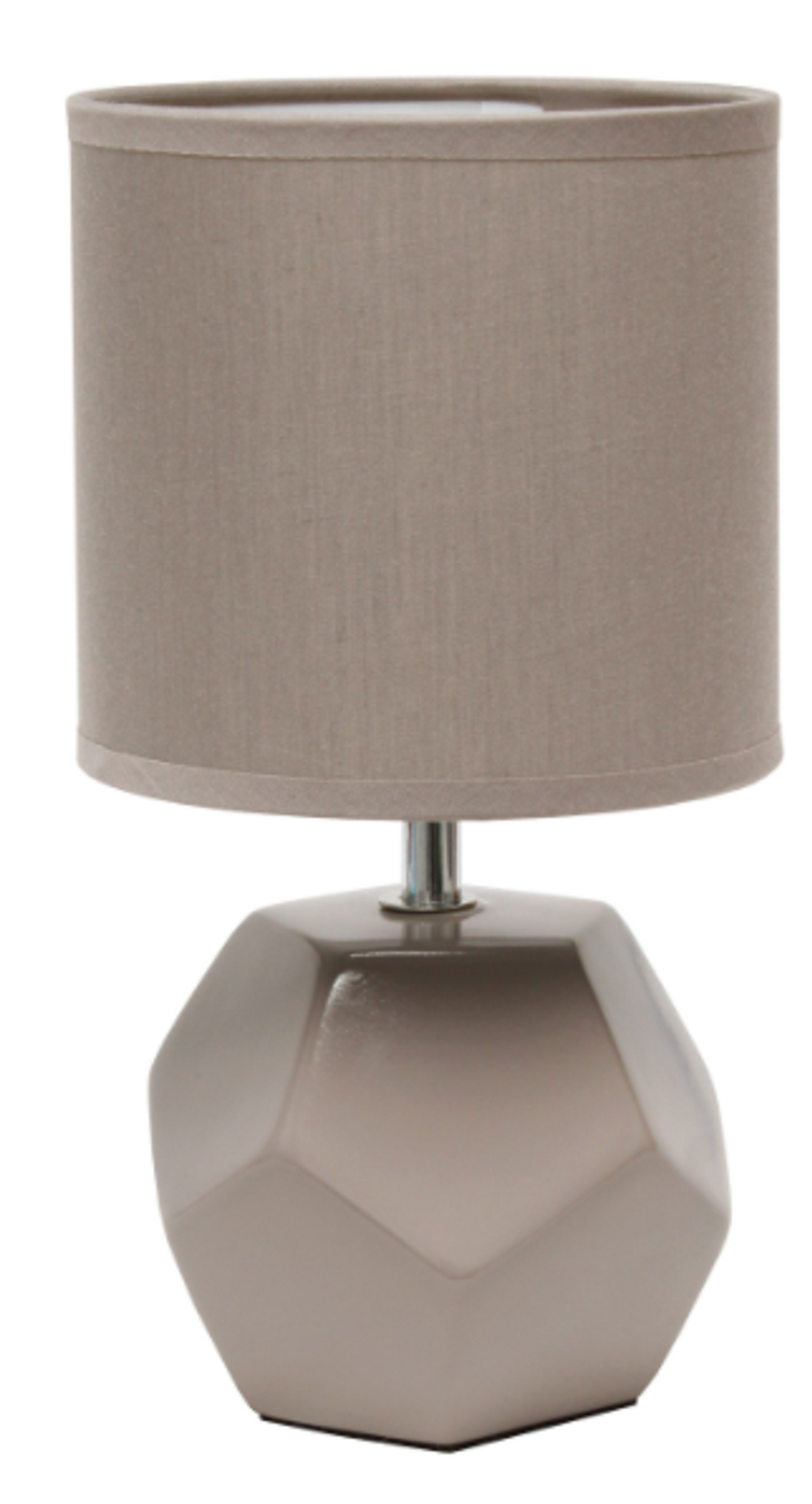 Simple Designs Round Prism Mini Table Lamp with Fabric Shade
