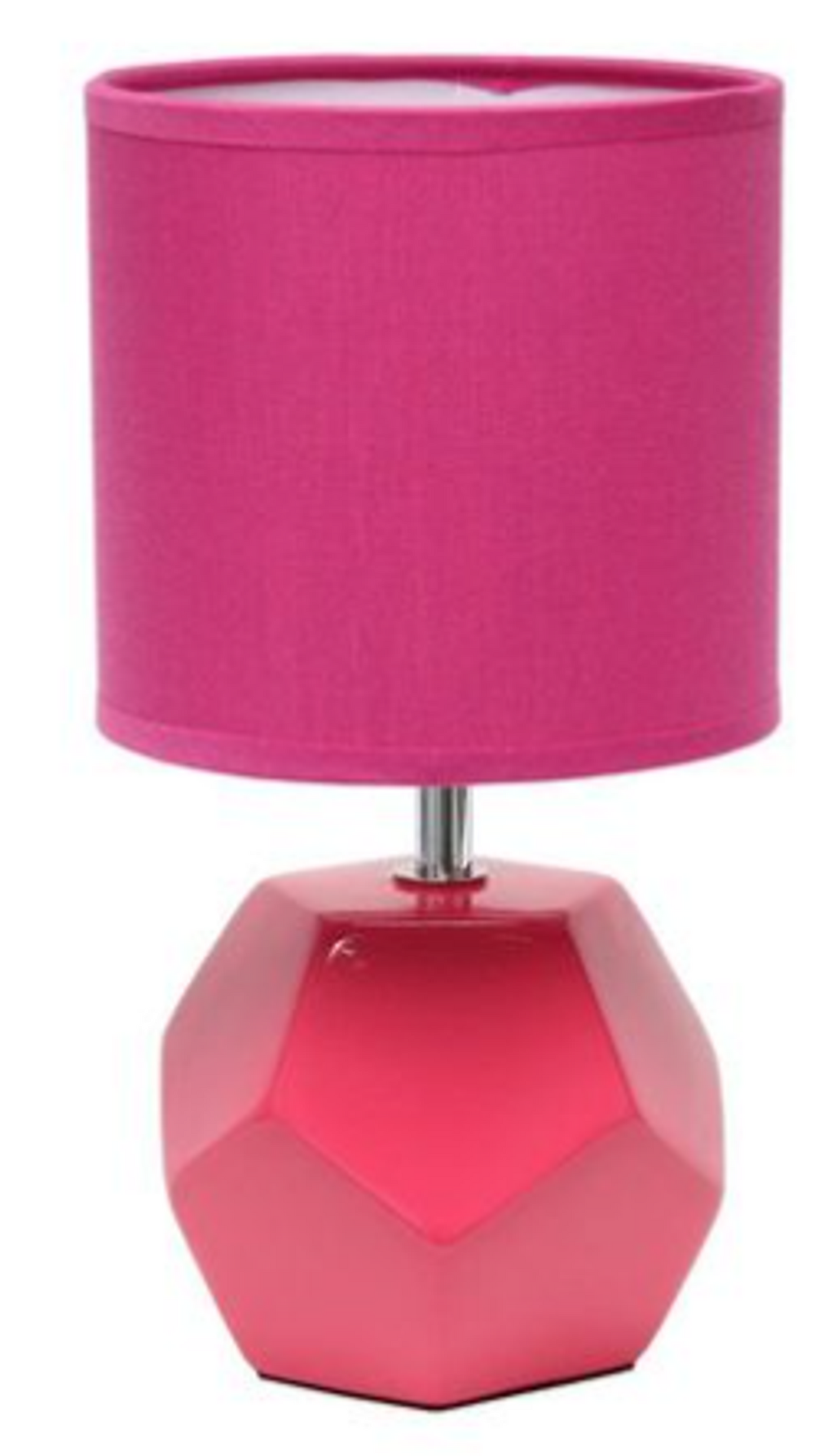 Simple Designs Round Prism Mini Table Lamp with Fabric Shade