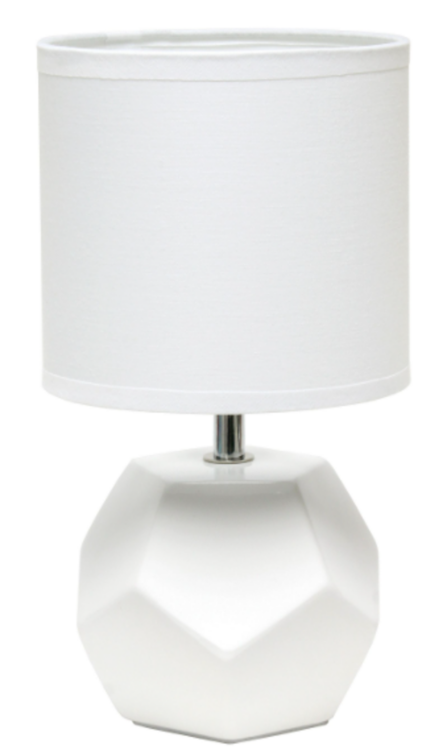 Simple Designs Round Prism Mini Table Lamp with Fabric Shade