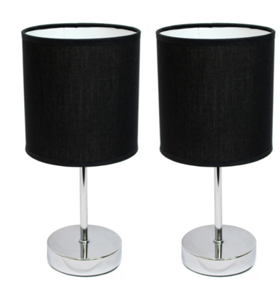 Simple Designs Chrome Mini Basic Table Lamp Set of 2