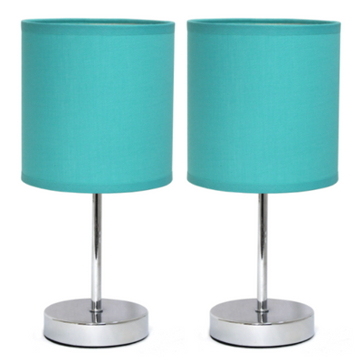 Simple Designs Chrome Mini Basic Table Lamp Set of 2