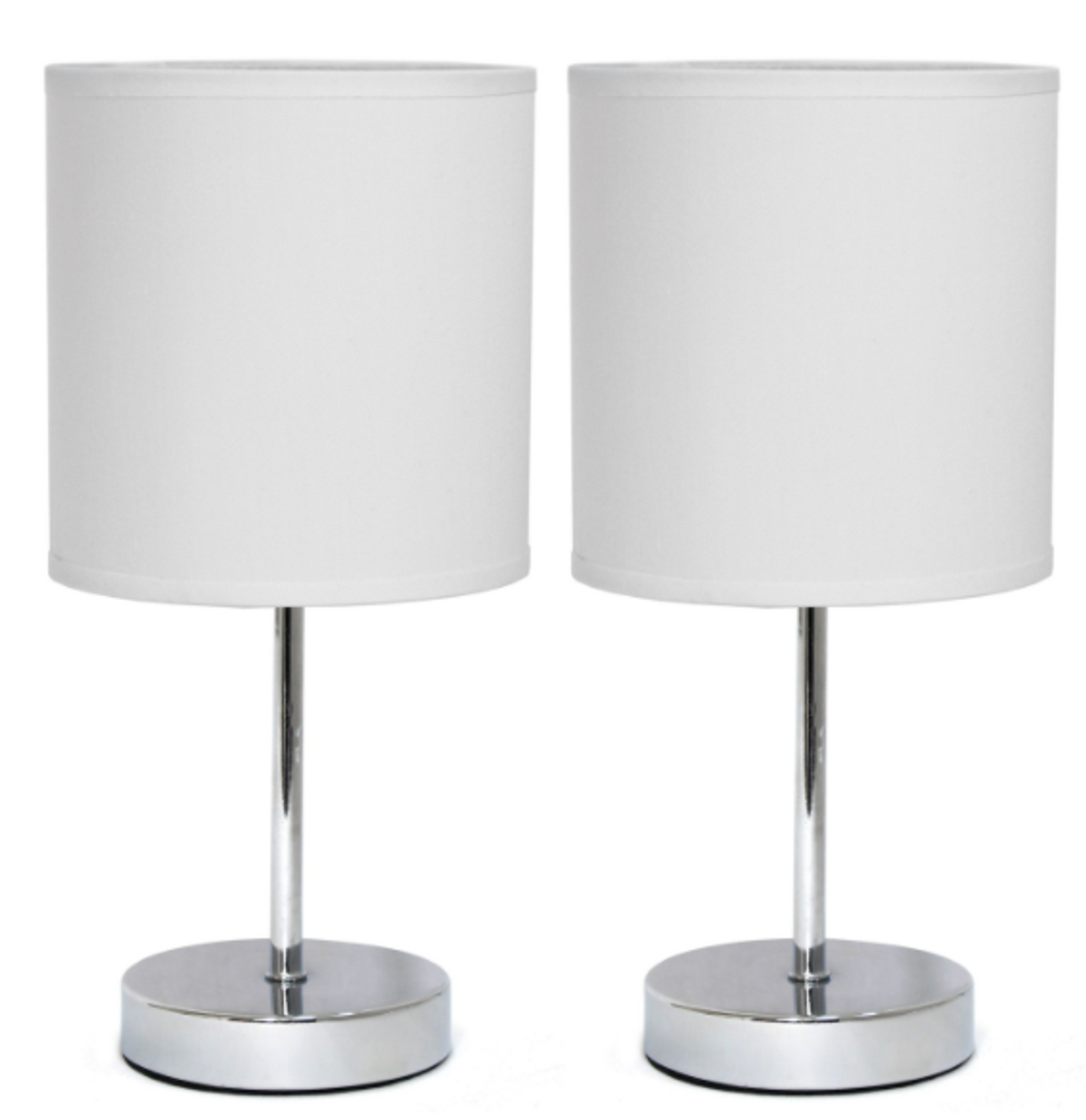 Simple Designs Chrome Mini Basic Table Lamp Set of 2