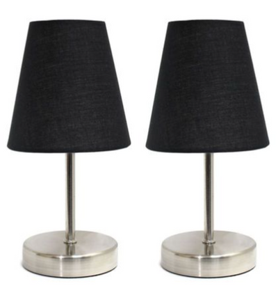 Simple Designs Sand Nickel Mini Basic Table Lamp Set of 2