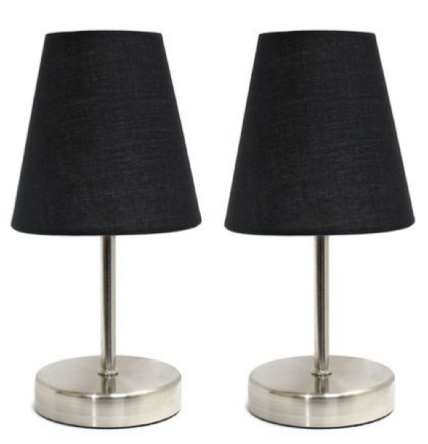 Simple Designs Sand Nickel Mini Basic Table Lamp Set of 2