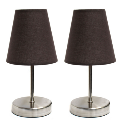 Simple Designs Sand Nickel Mini Basic Table Lamp Set of 2