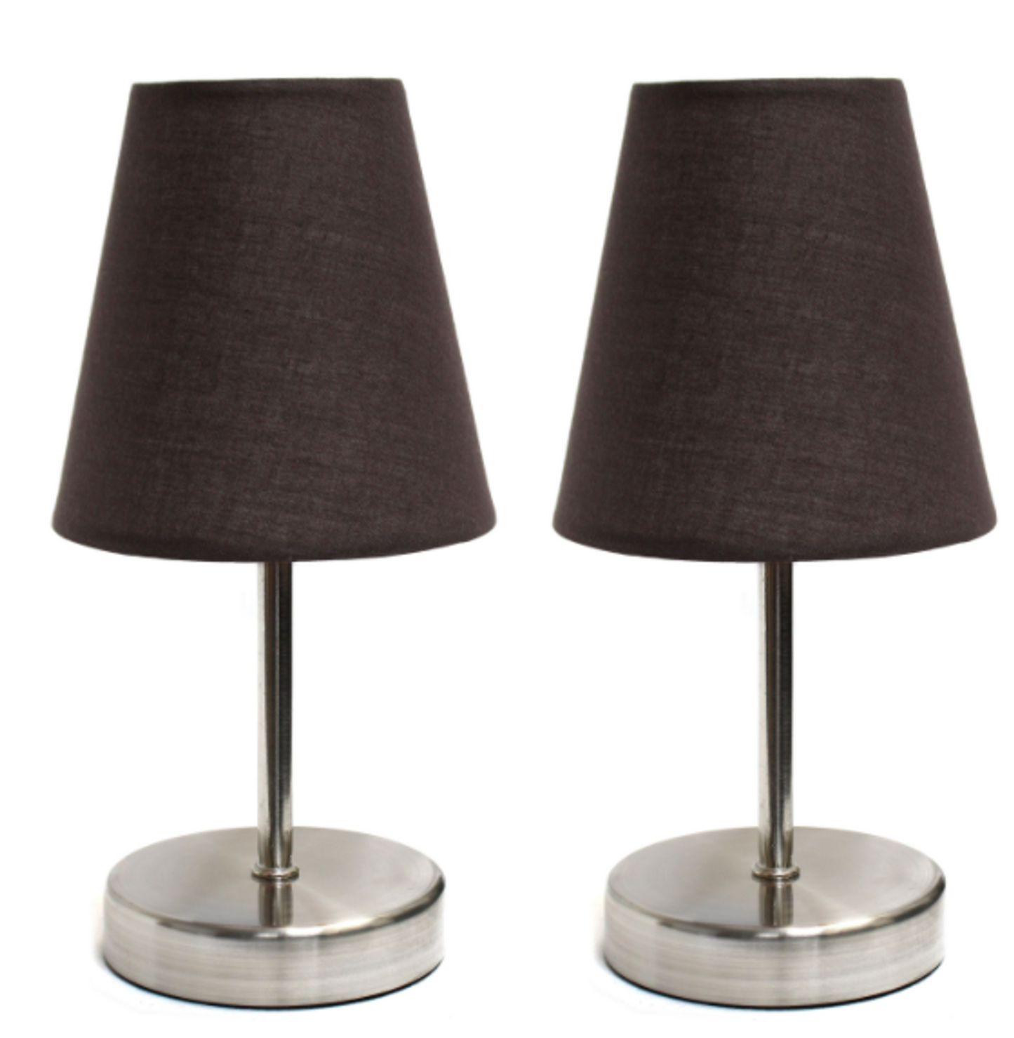 Simple Designs Sand Nickel Mini Basic Table Lamp Set of 2