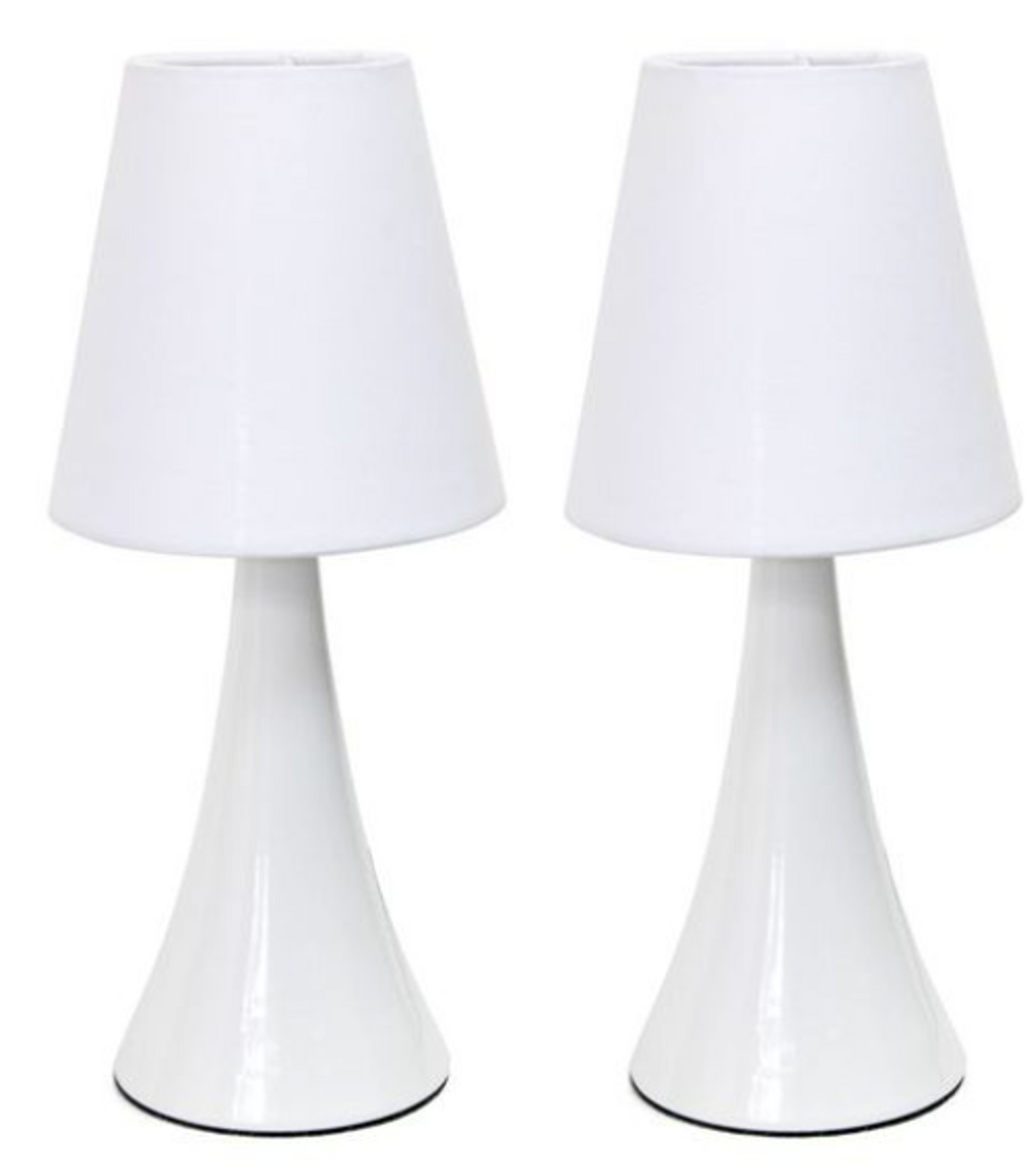 Simple Designs Valencia Mini Touch Table Lamp Set with Fabric Shades (Set of 2) - White/White