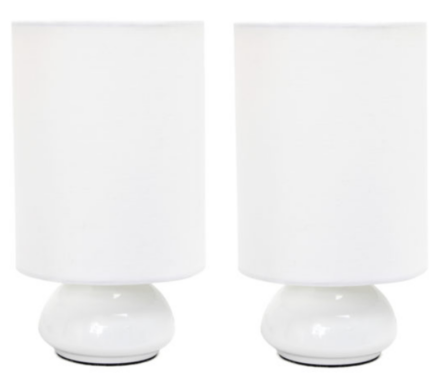 Simple Designs Gemini Mini Touch Table Lamp Set with Fabric Shades (2-Pack)