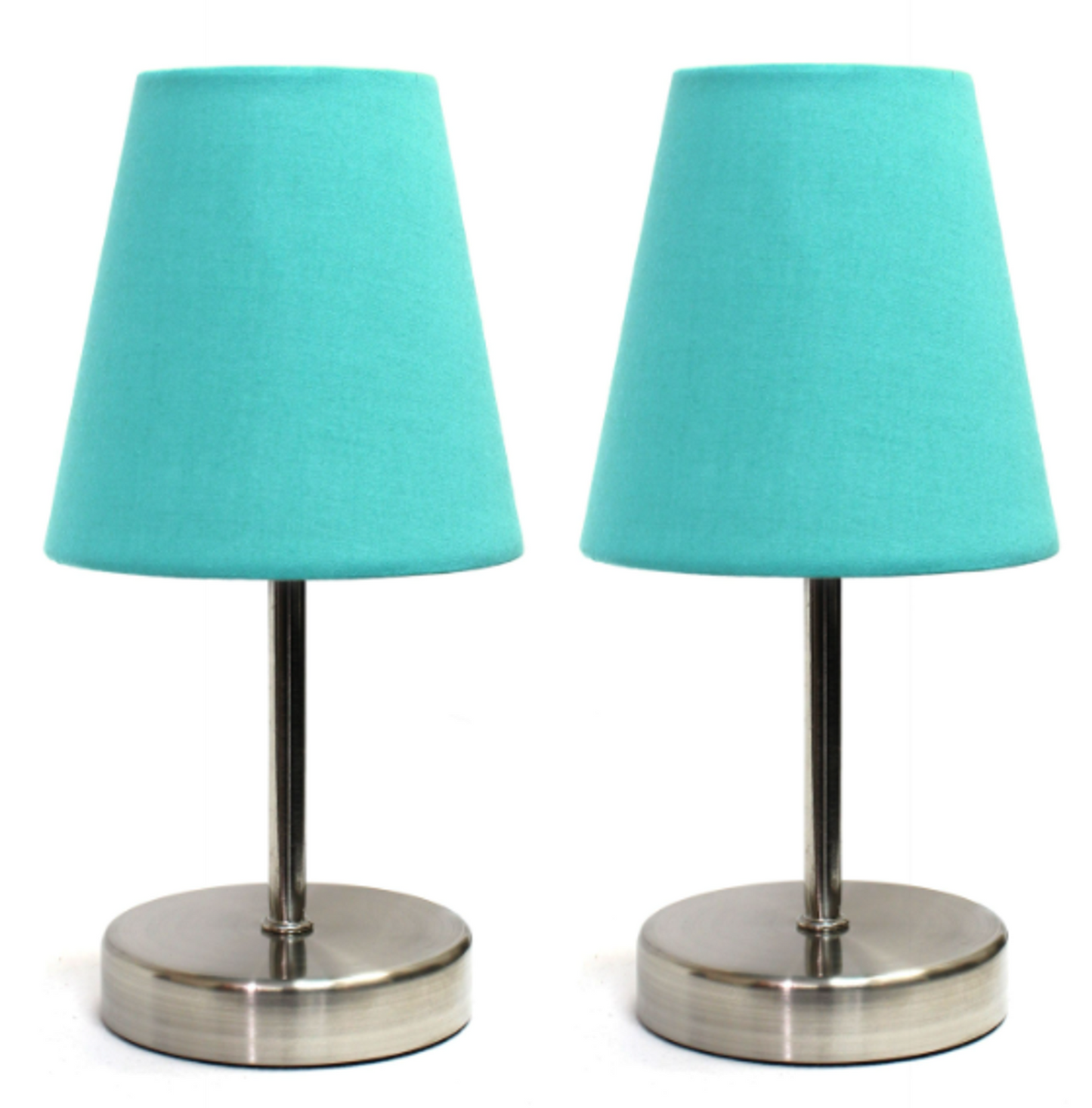 Simple Designs Sand Nickel Mini Basic Table Lamp Set of 2