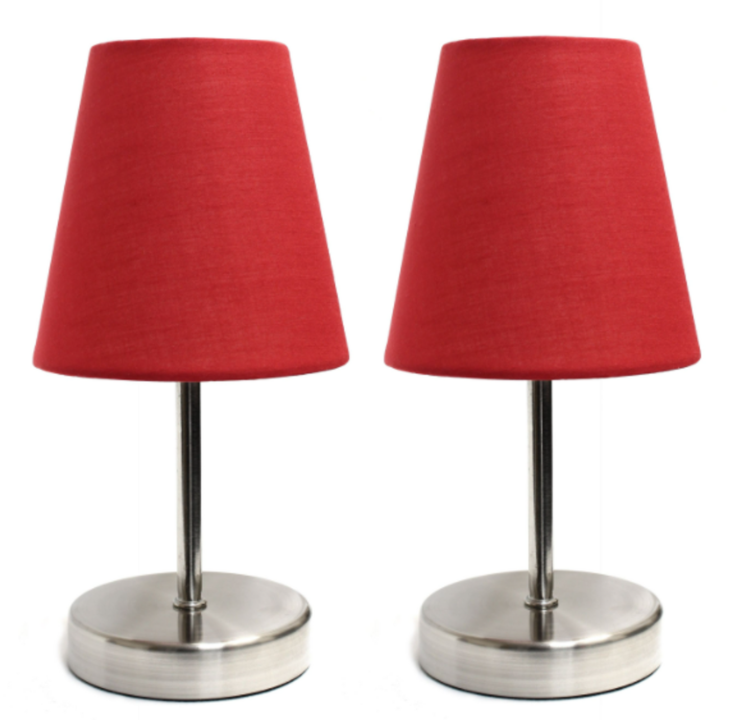 Simple Designs Sand Nickel Mini Basic Table Lamp Set of 2