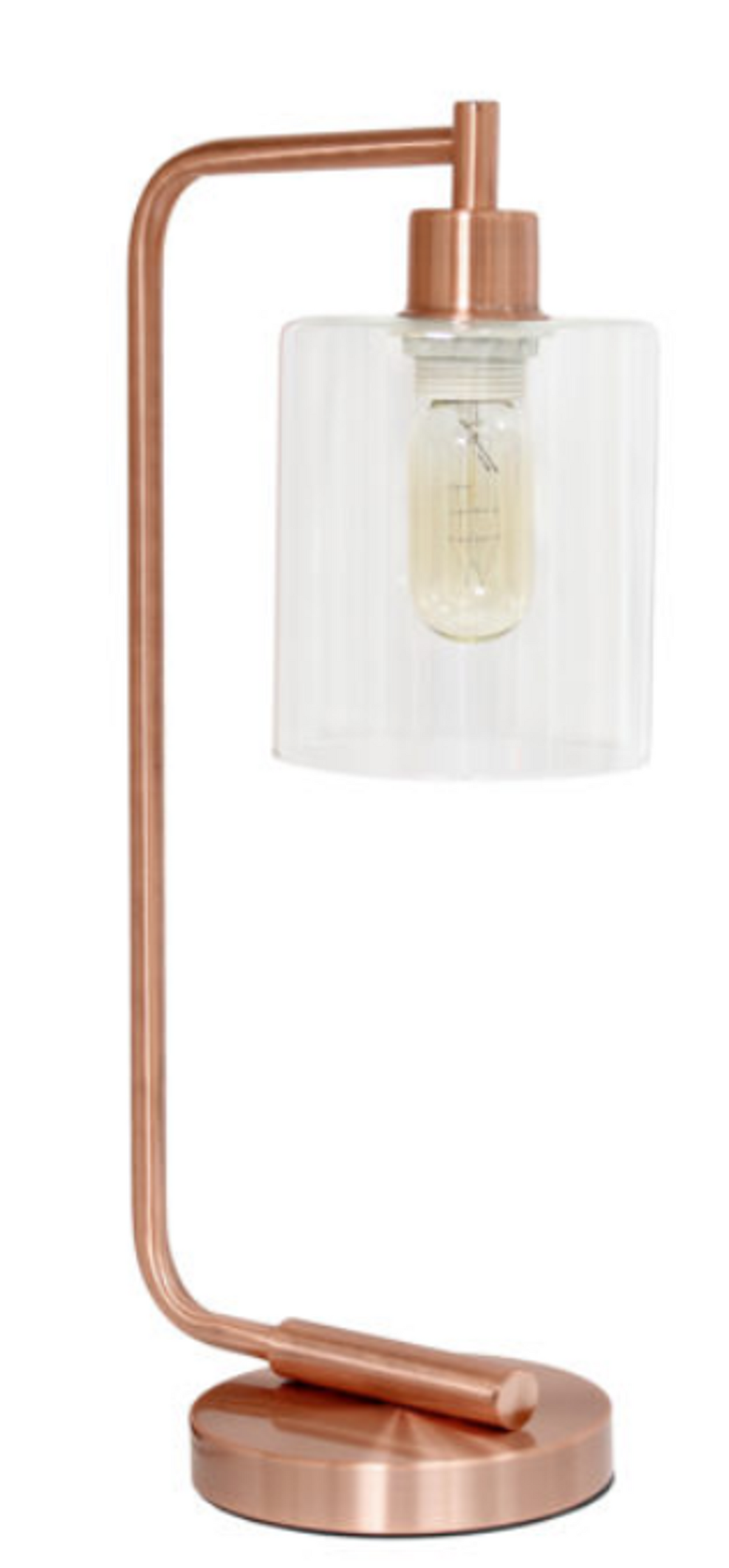 Simple Designs Bronson Industrial Iron Lantern Desk Lamp with Glass Shade