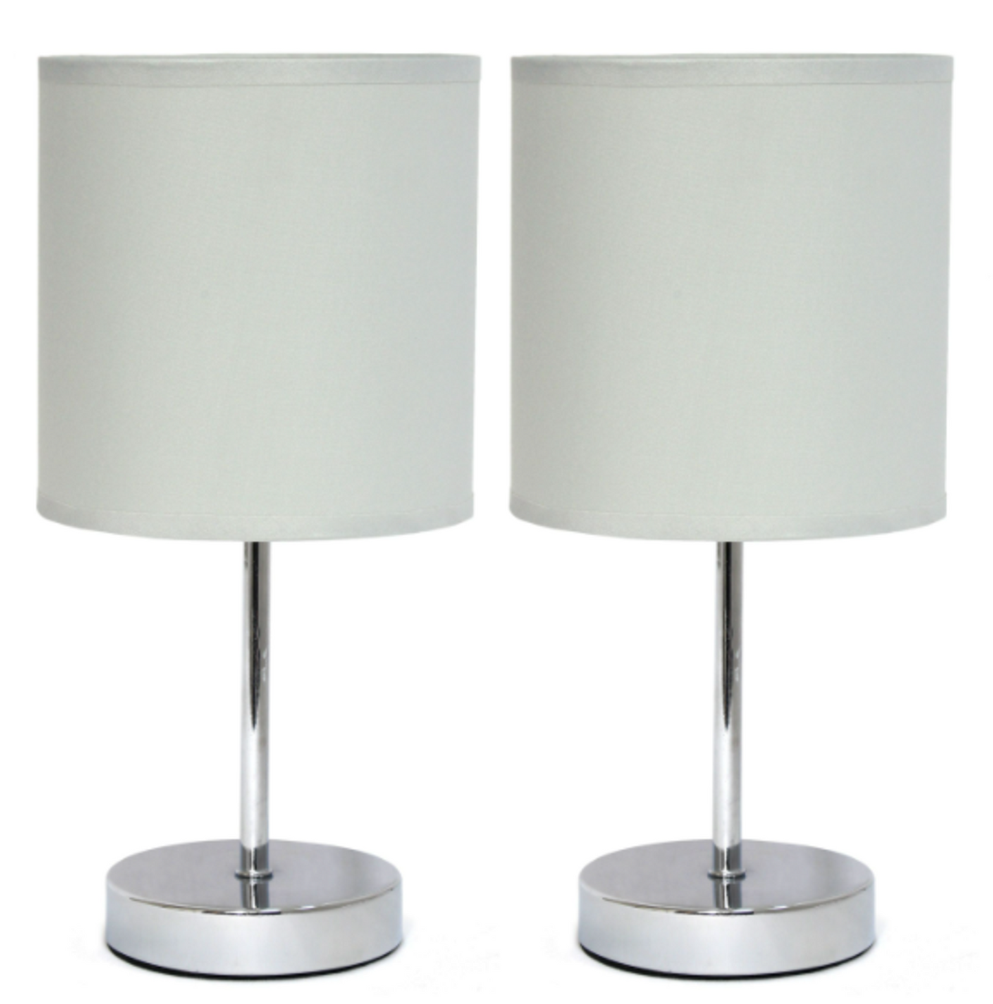 Simple Designs Chrome Mini Basic Table Lamp Set of 2