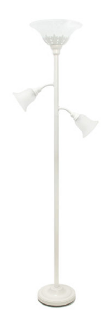 Elegant Designs 3 Light Floor Lamp with Scalloped Glass Shades