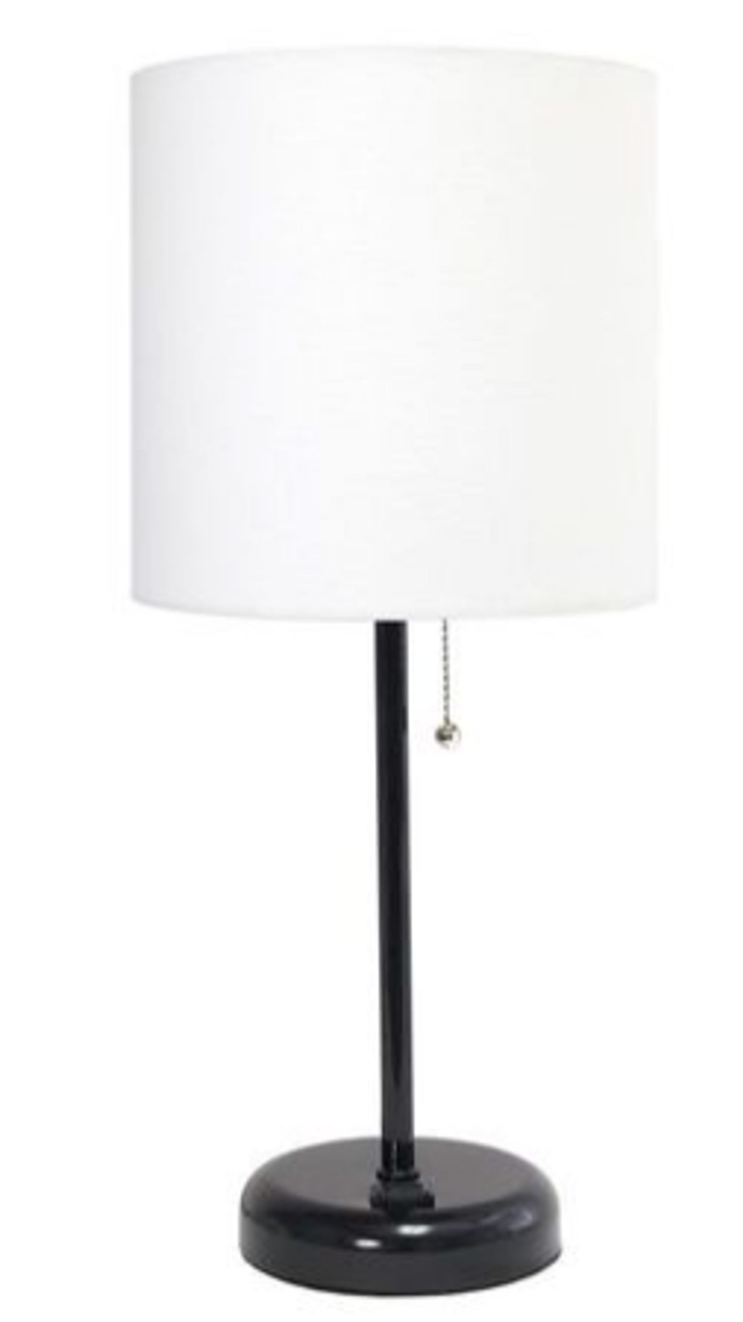 LimeLights Stick Lamp with Charging Outlet and Fabric Shade