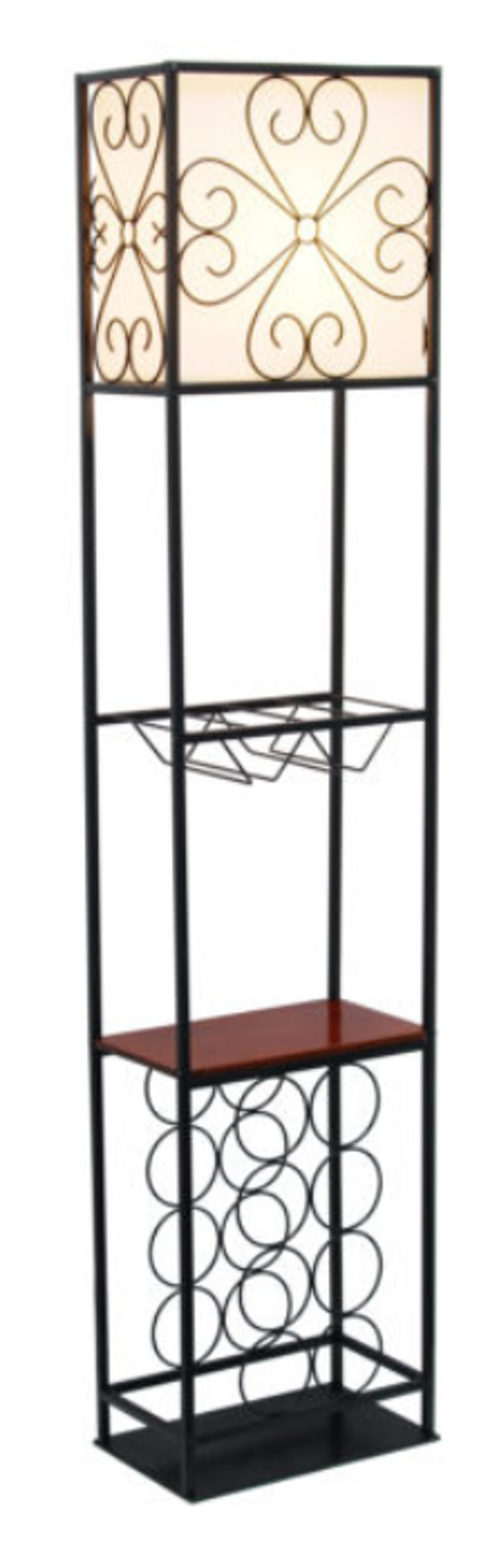 Elegant Designs Etagere Organizer Wood Accented Storage Shelf and Wine