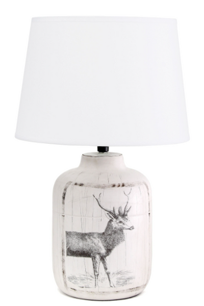 Simple Designs Rustic Deer Ceramic Farmhouse Table Lamp