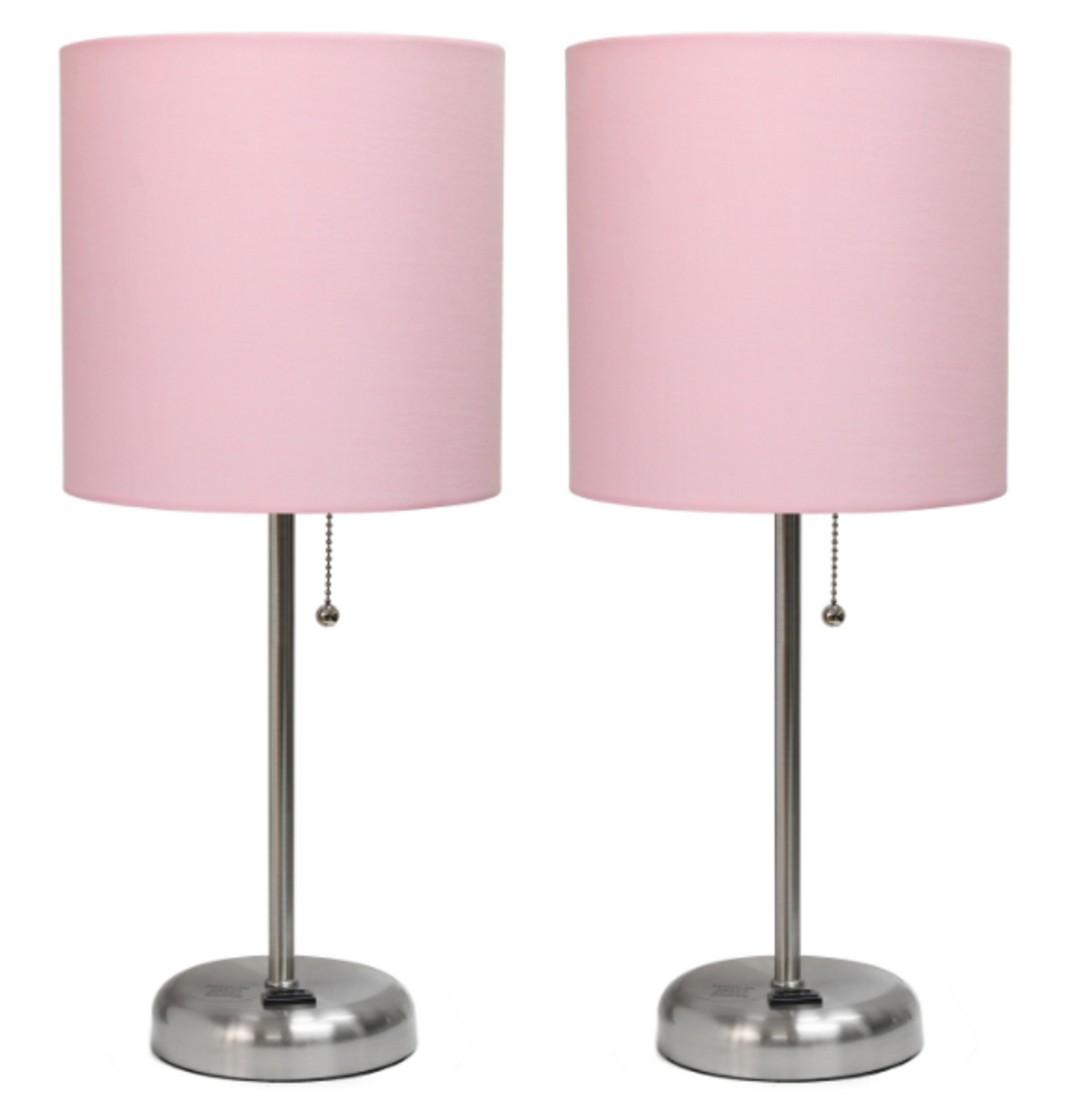 LimeLights Brushed Steel Stick Lamp with Charging Outlet (Set of 2)